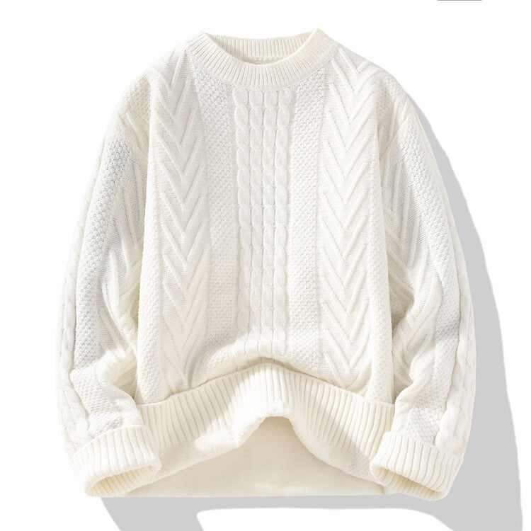 Herren Grobstrickpullover mit Zopfmuster und lässigem Schnitt EB