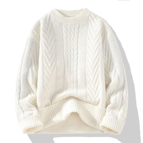 Herren Grobstrickpullover mit Zopfmuster und lässigem Schnitt EB