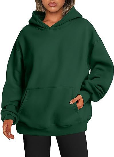 Damen nan Oversize Kapuzenpullover aus weicher Baumwollmischung mit Kängurutasche EB