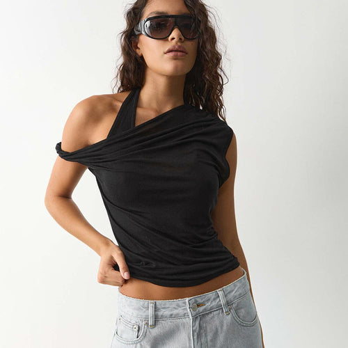 Damen Raffiniertes Wickeloberteil mit asymmetrischem Schnitt EB