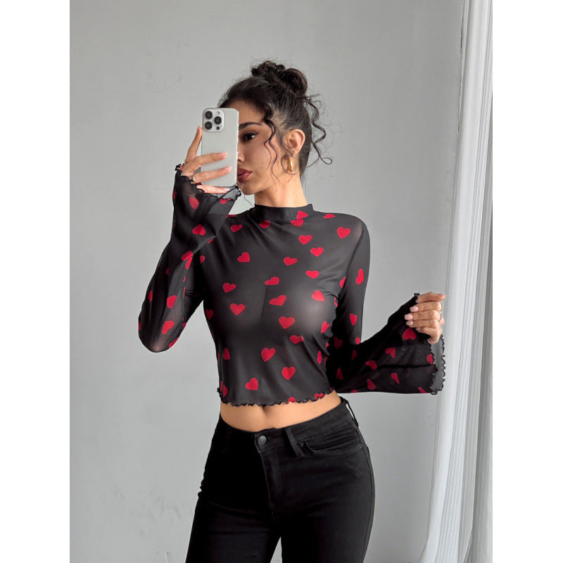 Damen modisches Langarm-Top mit weit geschnittenen Ärmeln und edlem Paisley-Muster EB