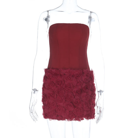 Damen figurbetontes Cocktailkleid mit Blumenapplikationen EB