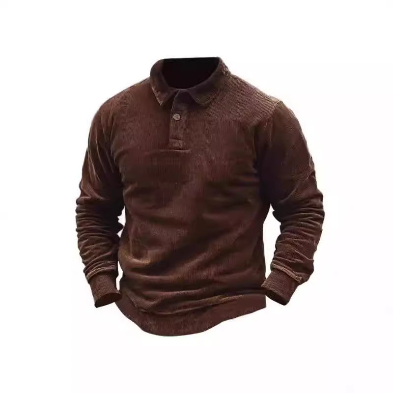 Herren Cord-Polohemd mit Knopfleiste und klassischem Kragen EB
