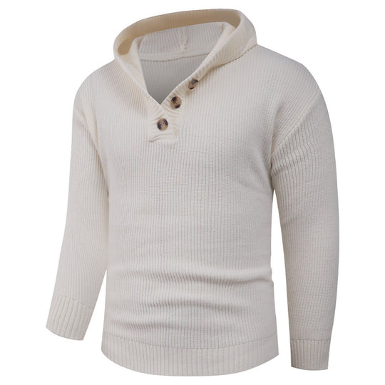 Herren Pullover mit Schalkragen und Holzknöpfen EB