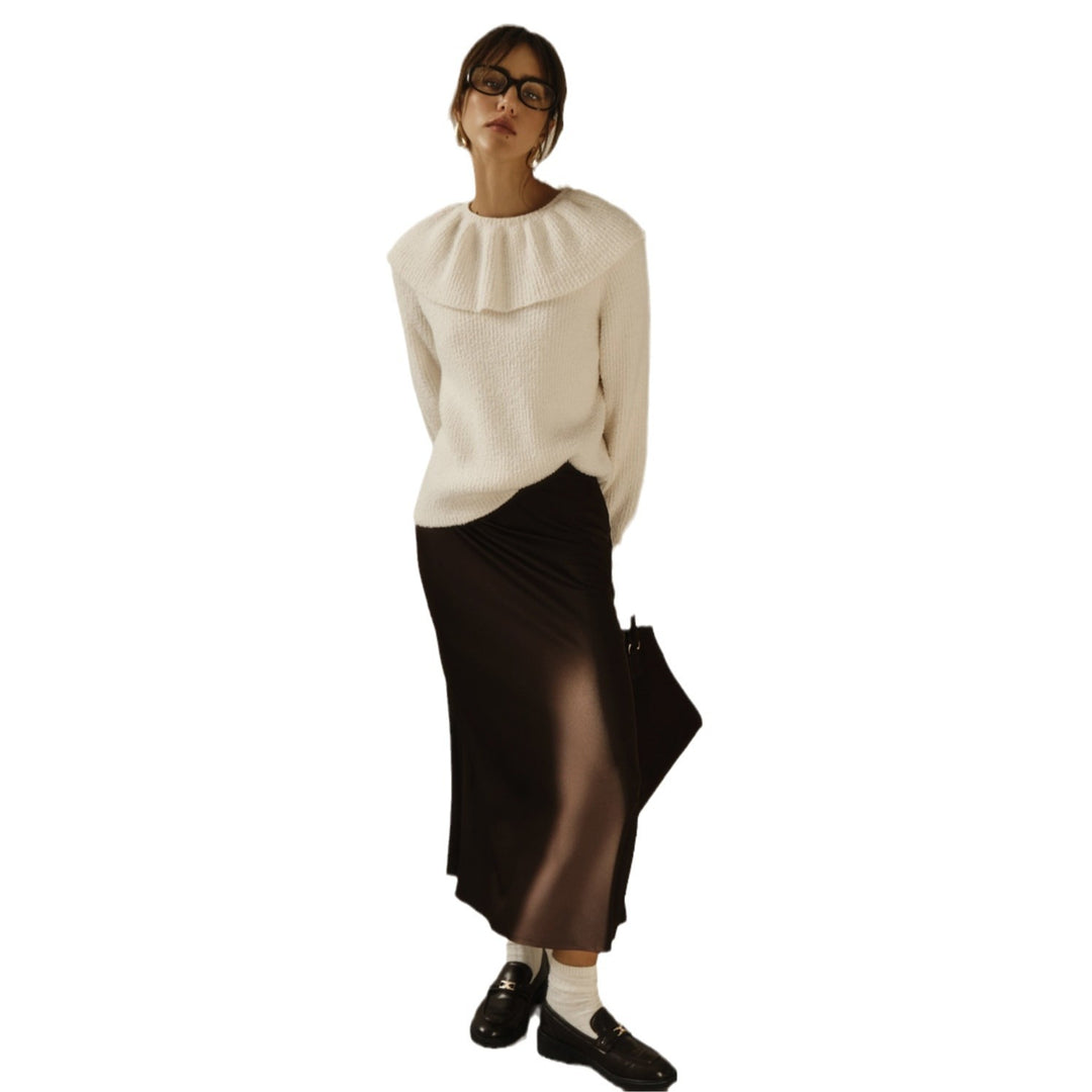Damen Pullover mit weitem Rollkragen und Volantärmeln Eichborn Berlin