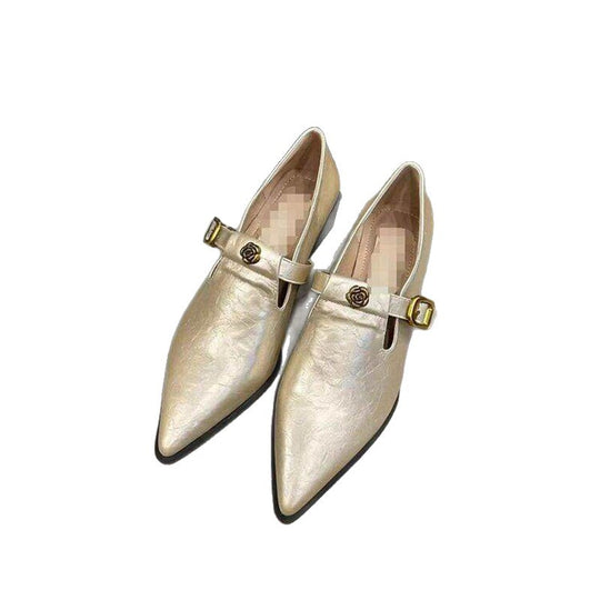 Damen eleganter Ballerina mit Riemchen und spitz zulaufendem Design EB