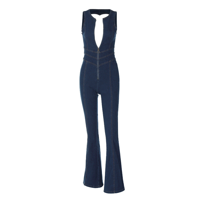 Damen Overall mit raffiniertem Ausschnitt und Schlaghose EB