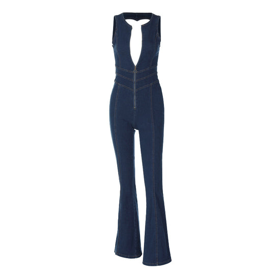 Damen Overall mit raffiniertem Ausschnitt und Schlaghose EB