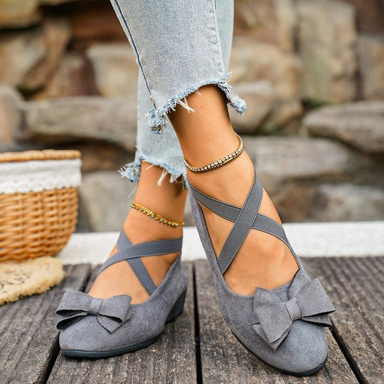 Damen Komfortable Ballerinas mit dekorativer Schleifenapplikation EB