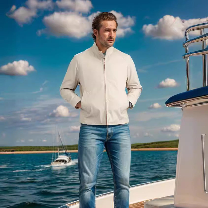 Herren leichte Freizeitjacke im modernen Design mit Stehkragen EB