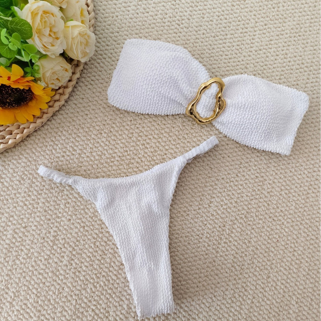 Damen Bandeau-Bikini mit elegantem Schmuckdetail EB