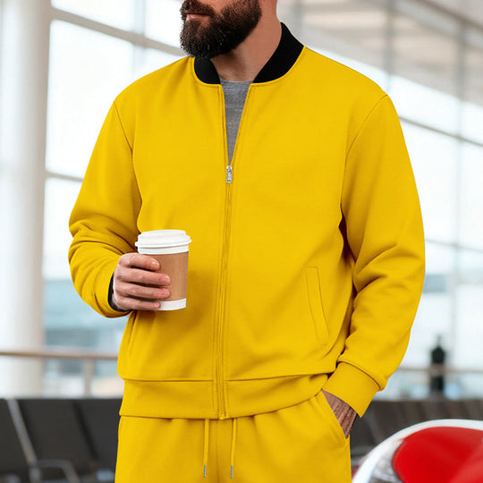 Herren nan urbane Sweat-Trackjacke mit Stehkragen verdecktem Reißverschluss elastischen Rippbündchen und Eingrifftaschen EB