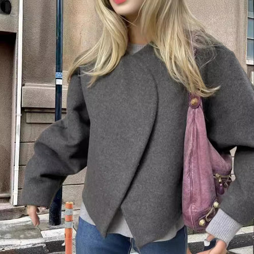 Damen Oversized Blazer mit asymmetrischem Design und eleganter Drapierung EB