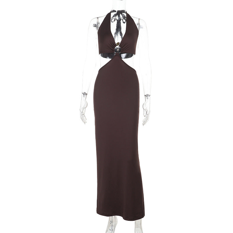 Damen elegantes Maxikleid mit raffiniertem Wickeldesign und sexy Ausschnitten EB