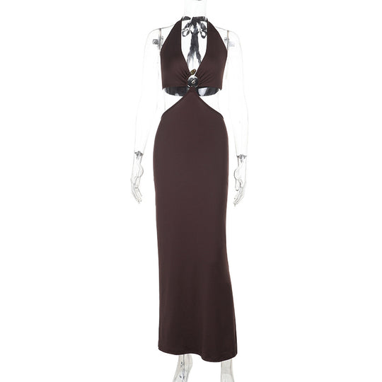 Damen elegantes Maxikleid mit raffiniertem Wickeldesign und sexy Ausschnitten EB