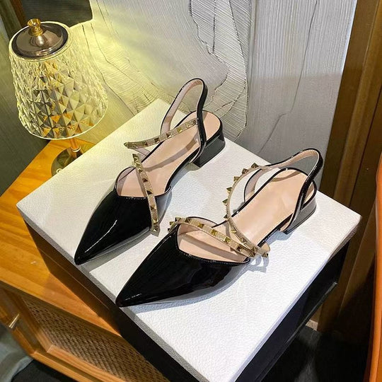 Damen elegante Slingback Ballerinas mit spitzem Design und modischen Nieten EB
