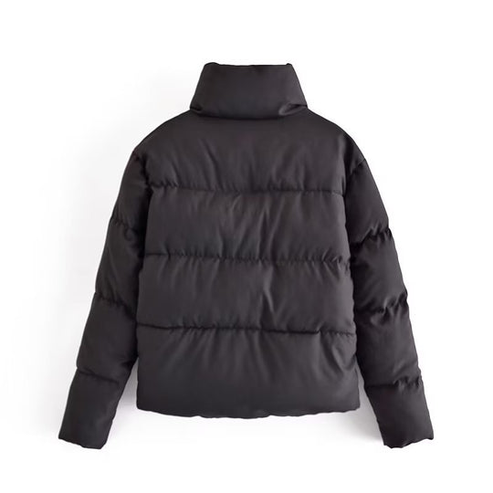 Damen gestepptes Winterjacke mit hohem Kragen und Seitentaschen EB