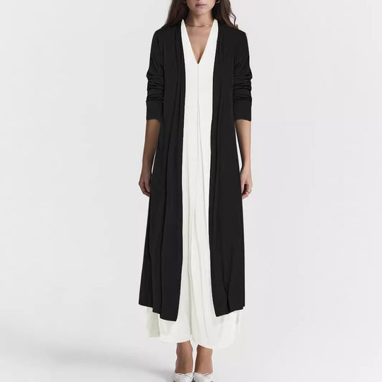 Damen luftiger Maxi-Rock mit elegantem V-Ausschnitt und fließendem Schnitt EB