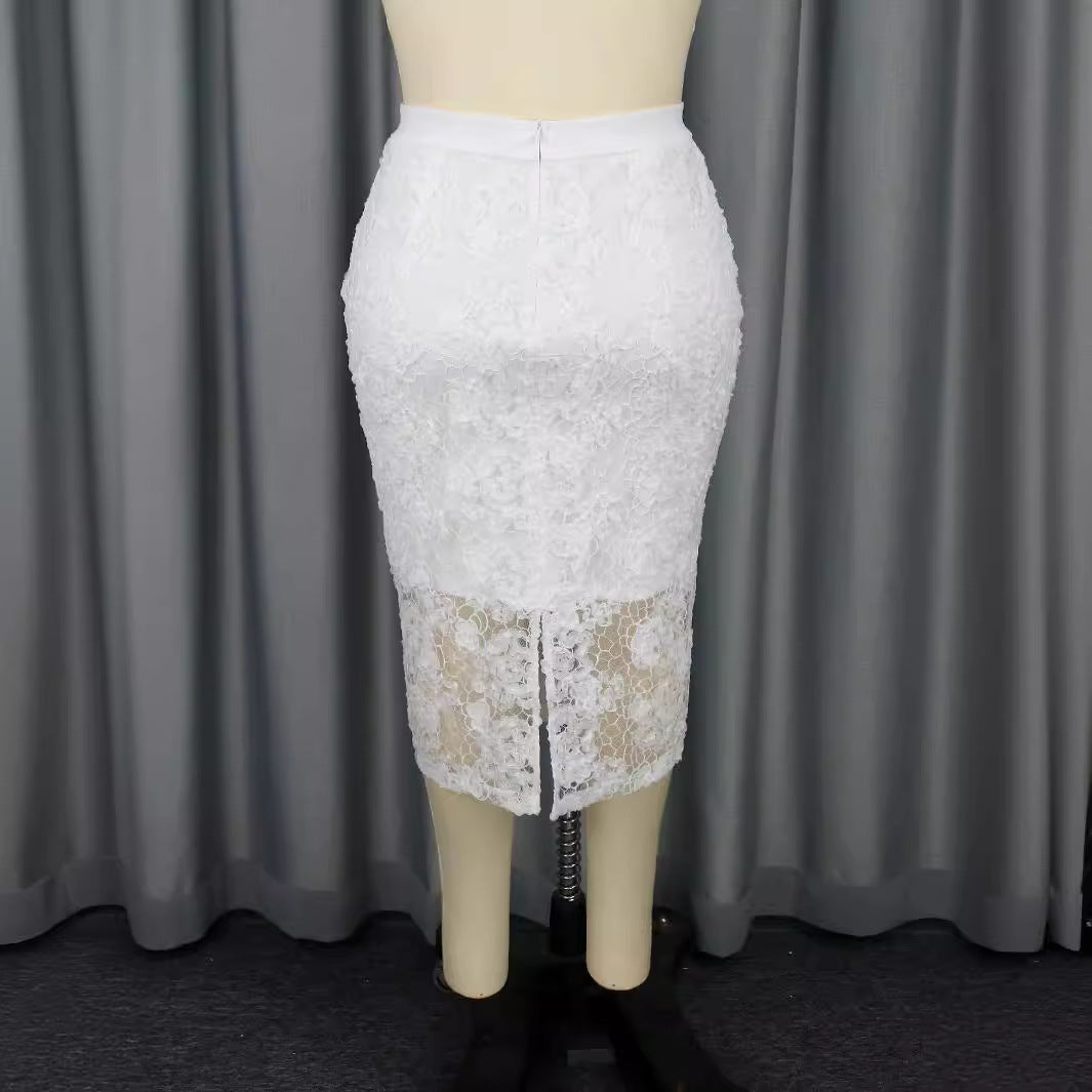Damen Eleganter Spitzenrock mit floralen Akzenten EB
