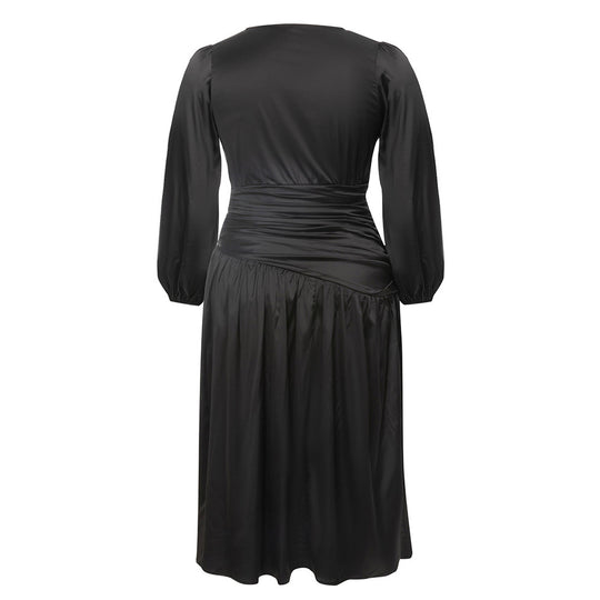 Damen Wickelkleid mit elegantem V-Ausschnitt und gerafftem Tailleneinsatz EB