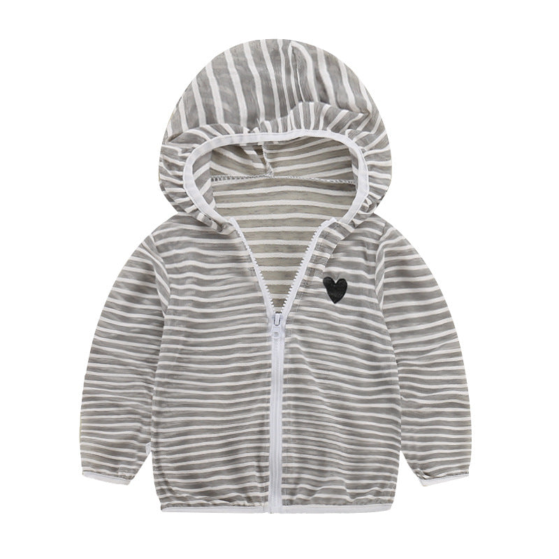 Unisex nan leichte gestreifte Kapuzenjacke mit Reißverschluss für Babys und Kleinkinder EB