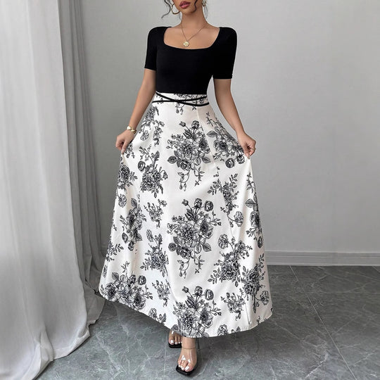 Damen Eleganter Maxirock mit floralem Muster EB