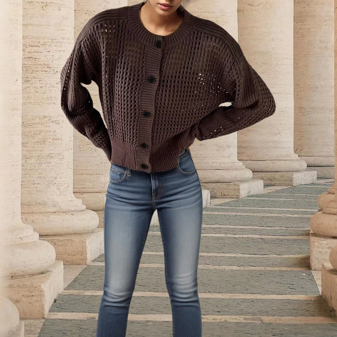 Damen Strickjacke mit luftiger Netzstruktur EB