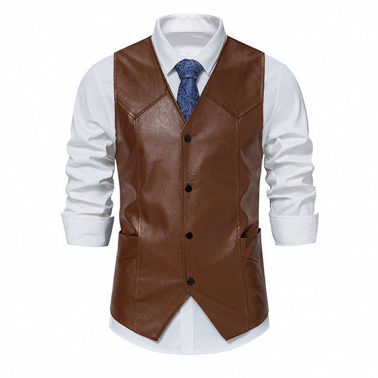 Herren elegante Kunstlederweste EB