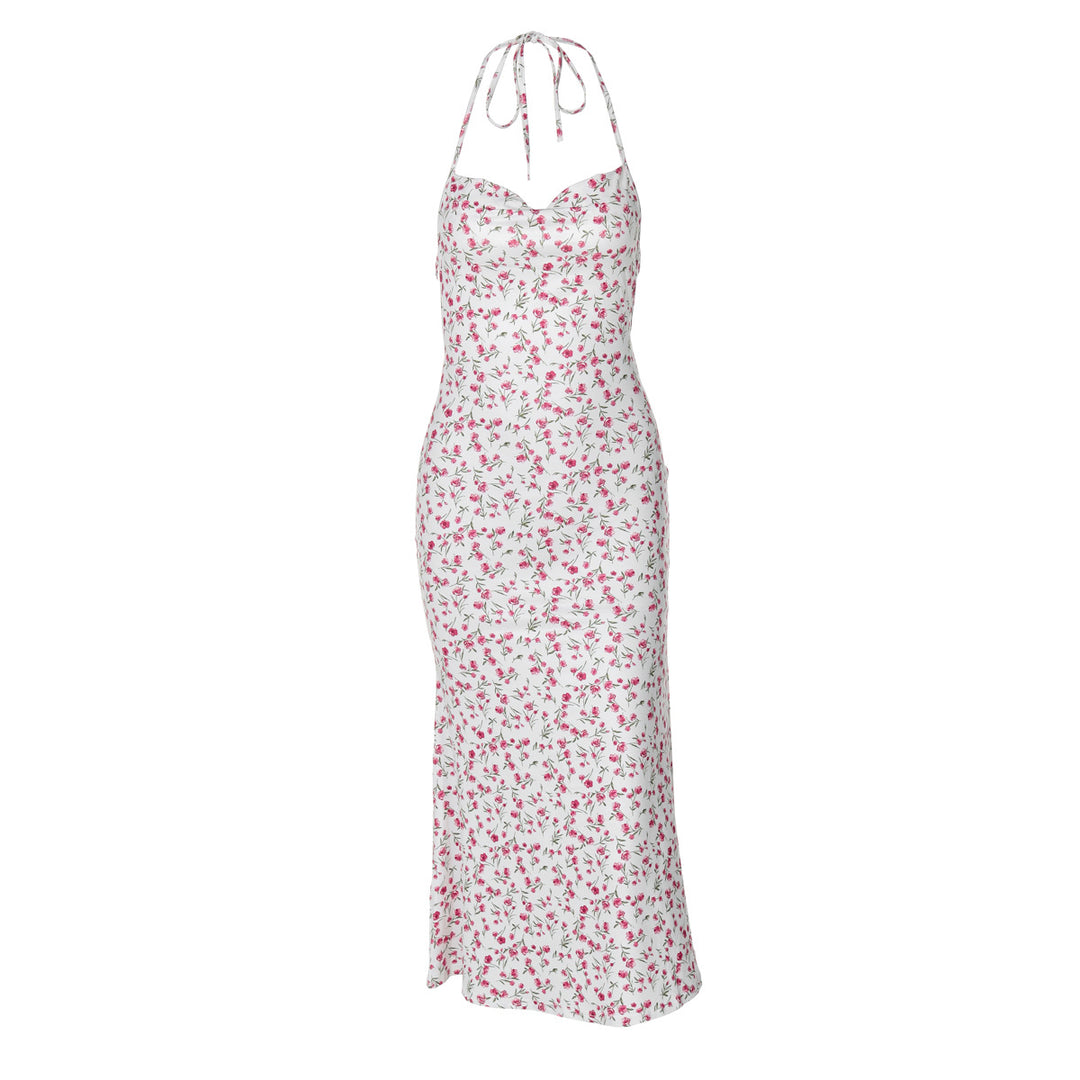 Damen Maxikleid mit eleganter Schnürung und floralem Muster EB