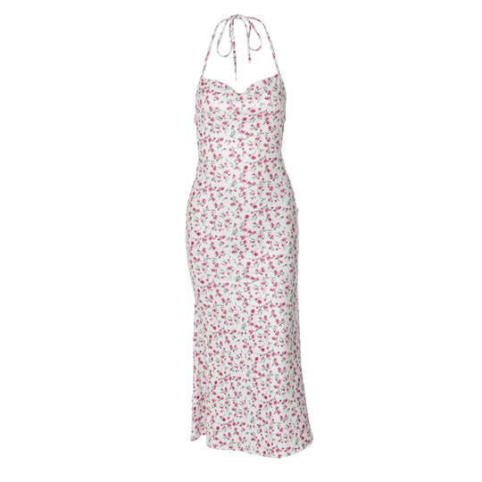 Damen Maxikleid mit eleganter Schnürung und floralem Muster EB