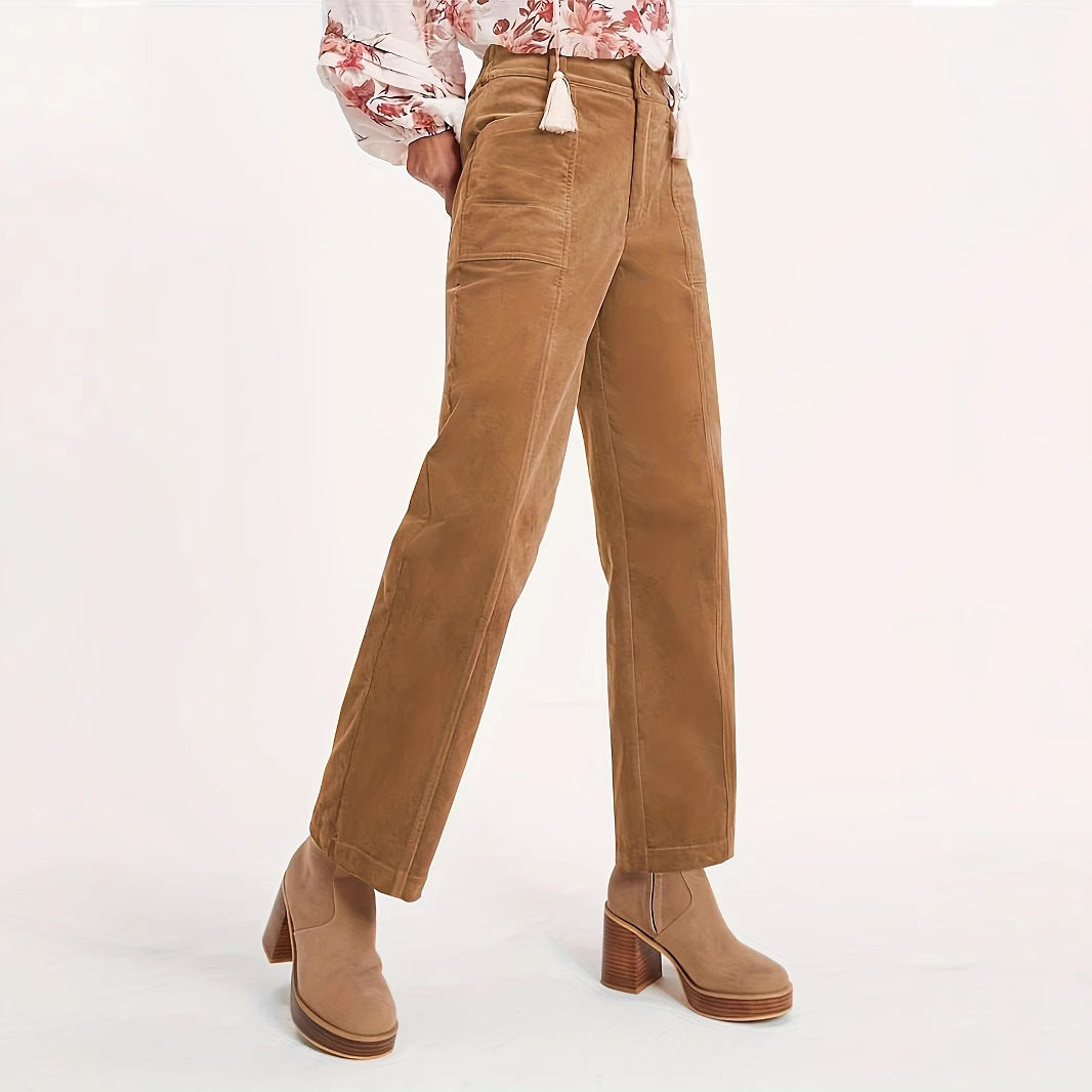 Damen Hochgeschnittene Bundfaltenhose EB
