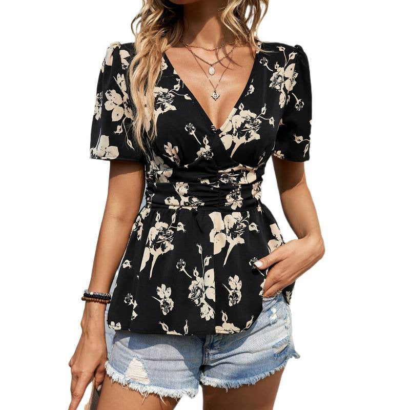 Damen Blumenshirt mit Peplum-Design EB