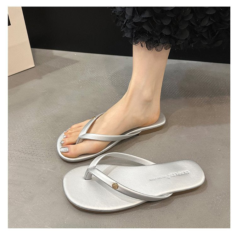 Damen Flip-Flops mit minimalistischer Riemenführung und bequemem Fußbett EB