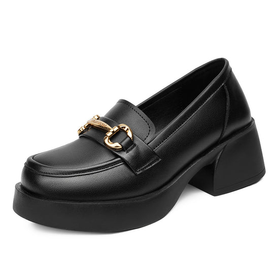 Damen Elegante Mokassins mit modischen Kettendetails und komfortablem Blockabsatz EB