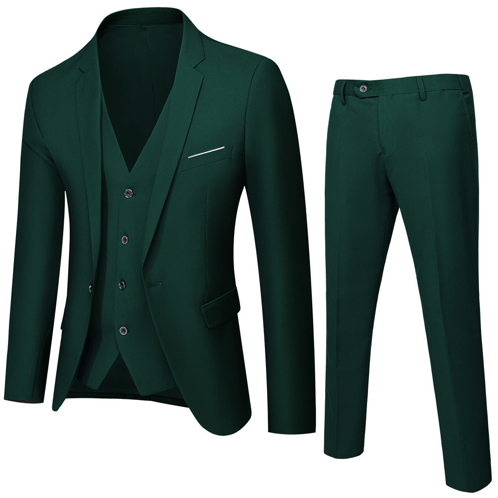Herren nan dreiteiliges Business-Anzugset mit tailliertem Einreiher-Sakko, schmal geschnittener Weste und elegant geschnittener Anzughose EB