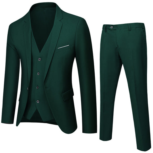 Herren nan dreiteiliges Business-Anzugset mit tailliertem Einreiher-Sakko, schmal geschnittener Weste und elegant geschnittener Anzughose EB