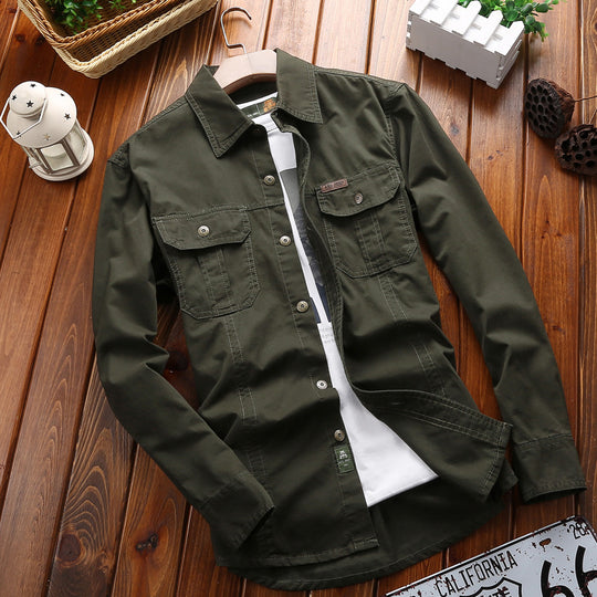 Herren nan vielseitiges Canvas-Overshirt mit Klappbrusttaschen, verstärkten Nähten und regular fit EB
