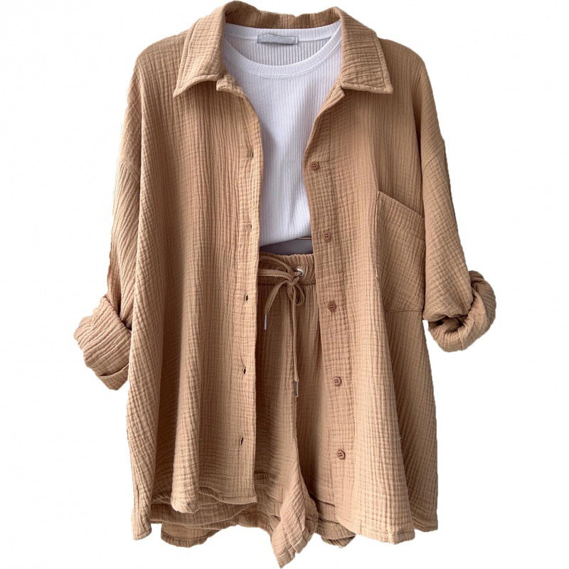Damen lässige Oversized-Hemdjacke mit Gürtel EB