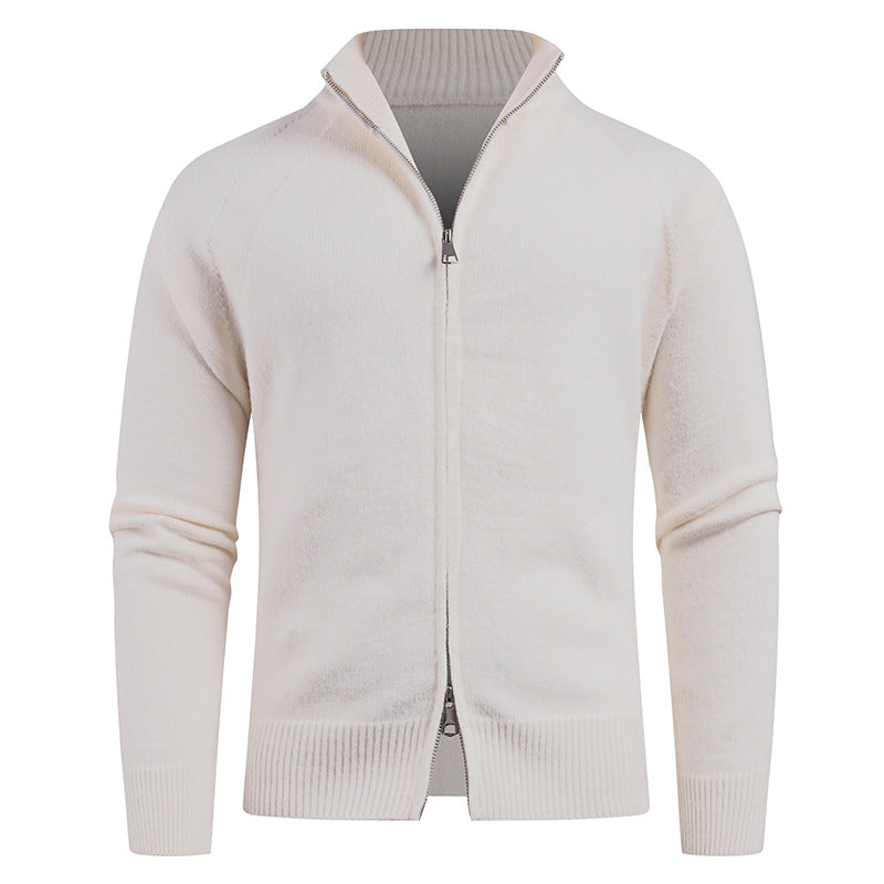 Herren hochwertige Strickjacke mit modernem Reißverschluss und hochgezogenem Kragen EB