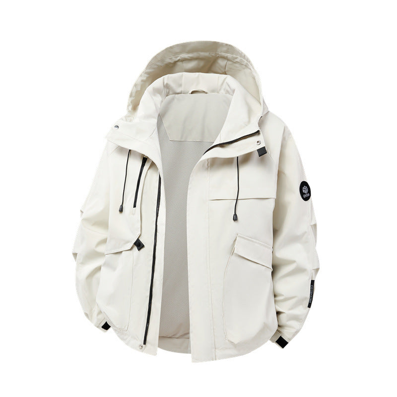 Herren technische Outdoor-Jacke mit Material und zahlreichen Reißverschlusstaschen EB