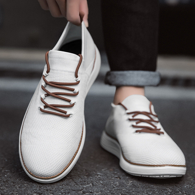 Herren nan elastischer Strick-Sneaker im Sockenschnitt mit gepolstertem Komfortfußbett, flexibler Leichtlaufsohle und dekorativer Schnürung EB