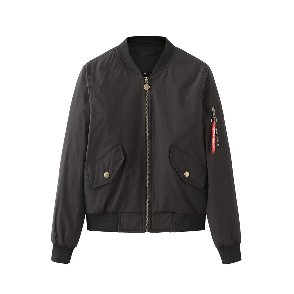 Damen modische Bomberjacke mit praktischen Seitentaschen und elastischen Bündchen EB