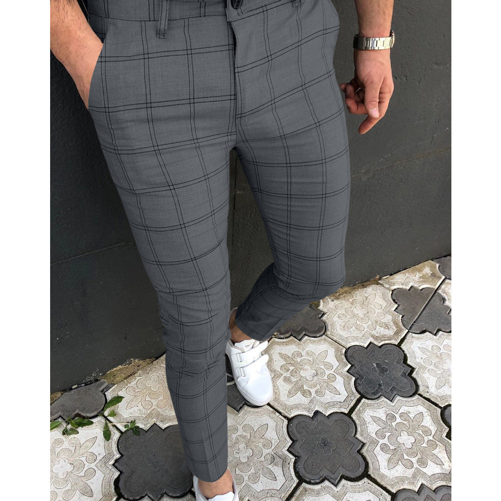 Damen Slim-Fit Karohose mit elastischem Bund und modischem Design EB