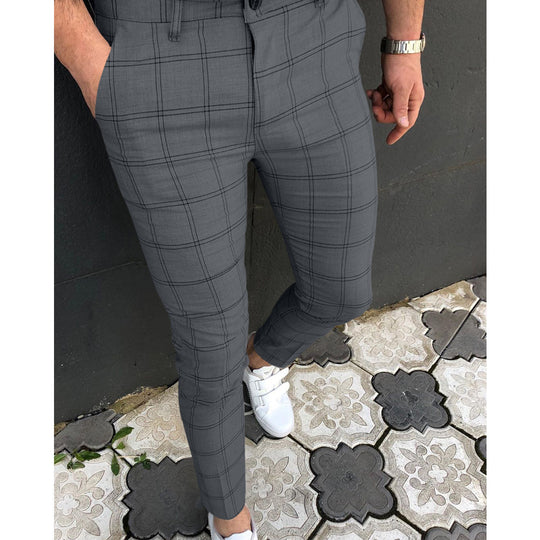 Damen Slim-Fit Karohose mit elastischem Bund und modischem Design EB