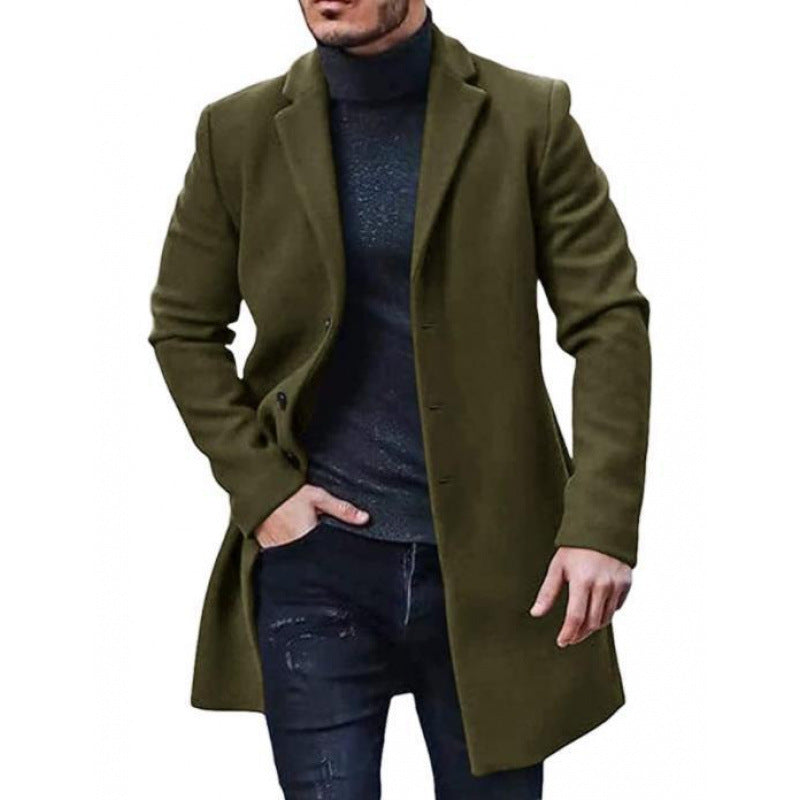 Herren eleganter und klassischer Wollmantel mit schmalem Schnitt EB