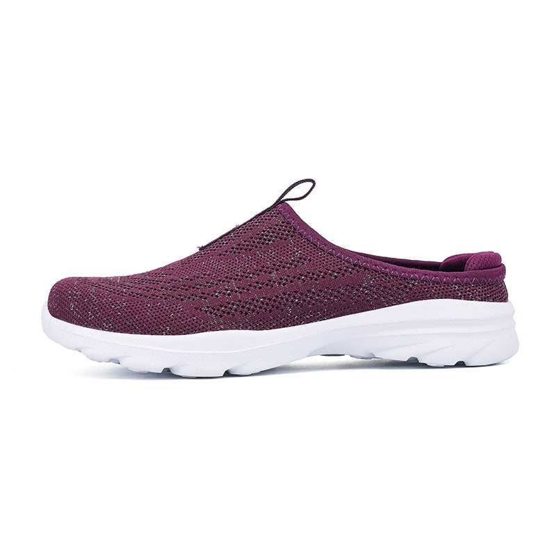 Damen nan gestrickter Mule-Sneaker mit offenem Fersenkragen, elastischem Einstieg und gepolsterter Laufsohle EB