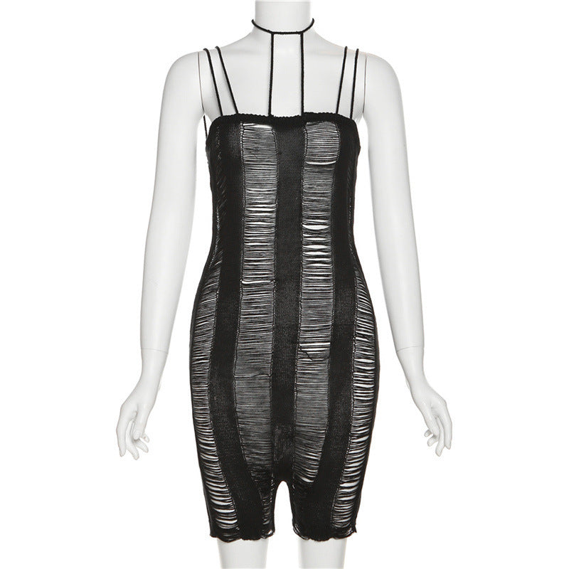 Damen Bodycon Overall mit Ripsoptik und eleganten Trägern EB
