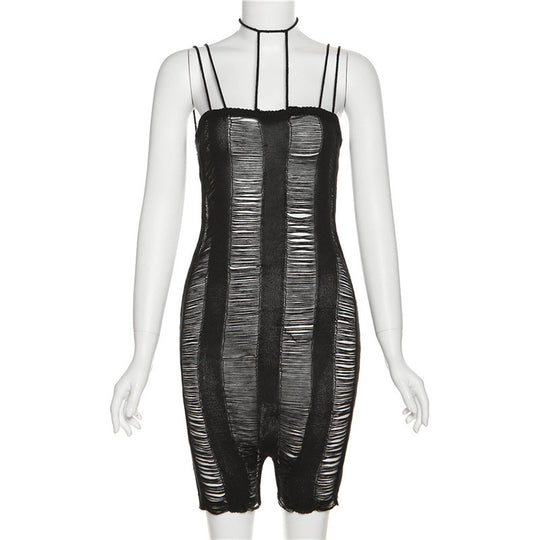 Damen Bodycon Overall mit Ripsoptik und eleganten Trägern EB