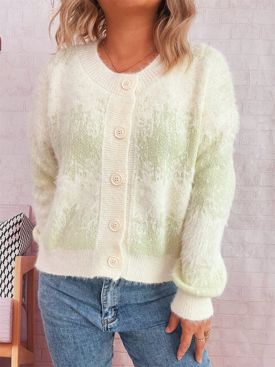 Damen kuschelige Strickjacke mit modischem Knopfdesign und weichem Material EB