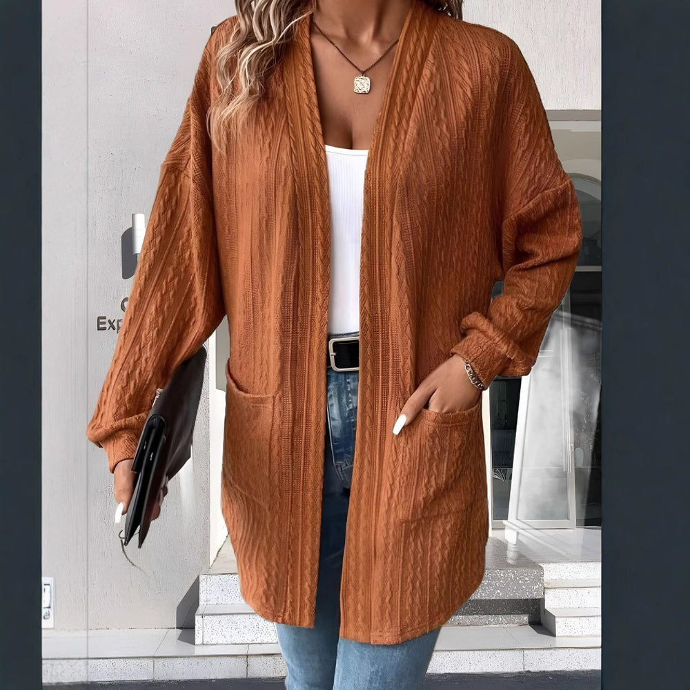 Damen lässige Strickjacke mit Taschen EB
